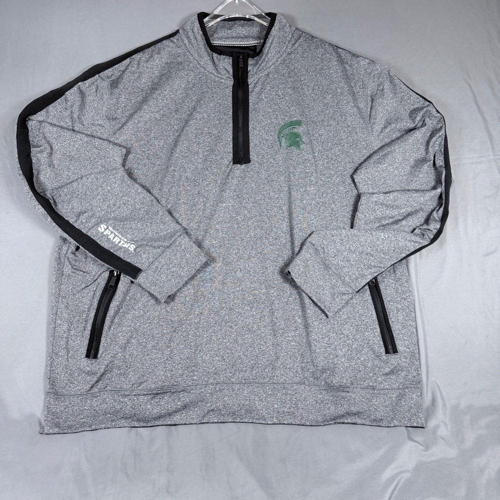 Camp David Michigan State Spartans Quarter Zip Pullover Jacket Gray Men's 2XL